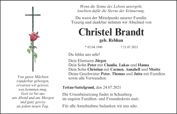 Traueranzeige von Christel Brandt von Neue Presse Coburg