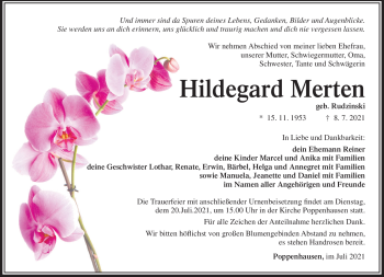 Traueranzeige von Hildegard Merten von Südthüringer Presse