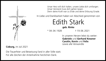 Traueranzeige von Edith Stark von Neue Presse Coburg