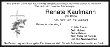 Traueranzeige von Renate Kaufmann von Frankenpost