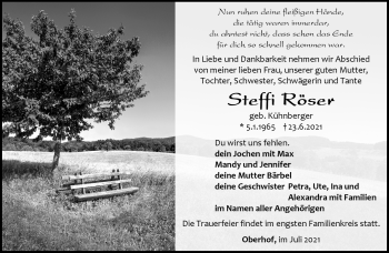 Traueranzeige von Steffi Röser von Südthüringer Presse