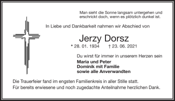 Traueranzeige von Jerzy Dorsz von Frankenpost