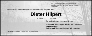 Traueranzeige von Dieter Hilpert von Frankenpost