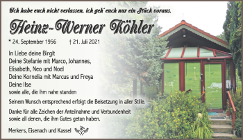 Traueranzeige von Heinz-Werner Köhler von Südthüringer Presse