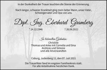 Traueranzeige von Eberhard Gramberg von Neue Presse Coburg