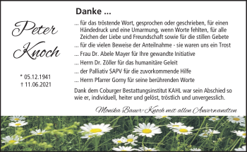 Traueranzeige von Peter Knoch von Neue Presse Coburg