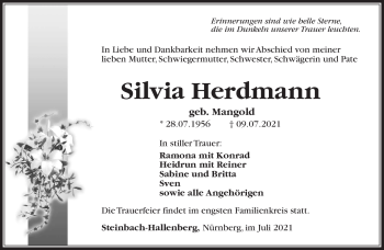 Traueranzeige von Silvia Herdmann von Südthüringer Presse
