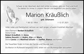 Traueranzeige von Marion Kräußlich von Neue Presse Coburg