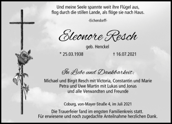 Traueranzeige von Eleonore Resch von Neue Presse Coburg