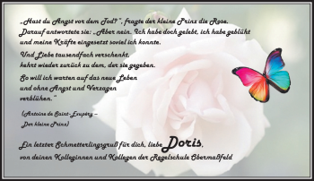 Traueranzeige von Doris  von Südthüringer Presse
