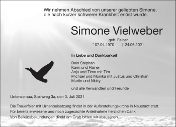 Traueranzeige von Simone Vielweber von Neue Presse Coburg