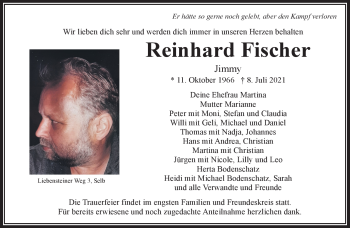 Traueranzeige von Reinhard Fischer von Frankenpost