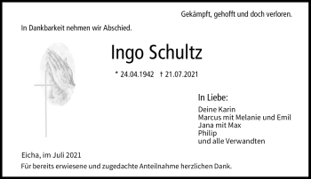 Traueranzeige von Ingo Schultz von Neue Presse Coburg