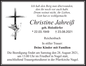 Traueranzeige von Christine Jahreiß von Frankenpost