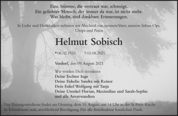 Traueranzeige von Helmut Sobisch von Frankenpost