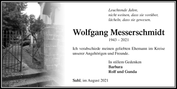 Traueranzeige von Wolfgang Messerschmidt von Südthüringer Presse