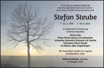 Traueranzeige von Stefan Steube von Südthüringer Presse
