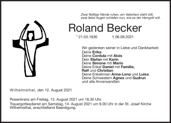 Traueranzeige von Roland Becker von Neue Presse Coburg