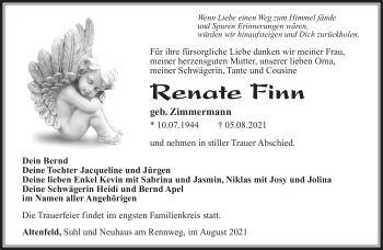 Traueranzeige von Renate Finn von Südthüringer Presse