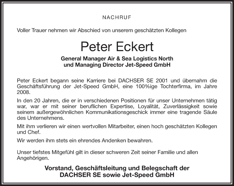  Traueranzeige für Peter Eckert vom 26.08.2021 aus Frankenpost