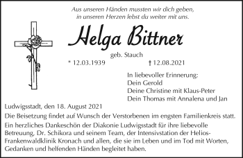 Traueranzeige von Helga Bittner von Neue Presse Coburg
