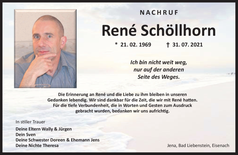  Traueranzeige für René Schöllhorn vom 28.08.2021 aus Südthüringer Presse