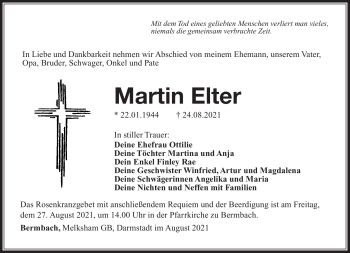 Traueranzeige von Martin Elter von Südthüringer Presse