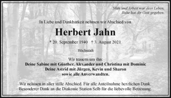 Traueranzeige von Herbert Jahn von Frankenpost