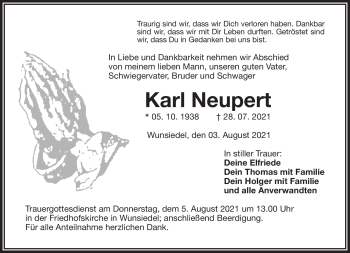 Traueranzeige von Karl Neupert von Frankenpost