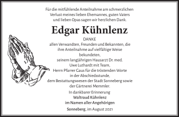 Traueranzeige von Edgar Kühnlenz von Südthüringer Presse