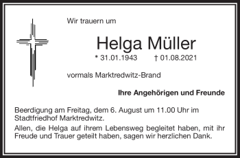 Traueranzeige von Helga Müller von Frankenpost