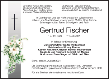 Traueranzeige von Gertrud Fischer von Neue Presse Coburg