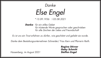 Traueranzeige von Else Engel von Neue Presse Coburg