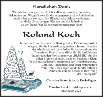 Traueranzeige von Roland Koch von Südthüringer Presse