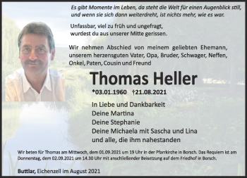 Traueranzeige von Thomas Heller von Südthüringer Presse