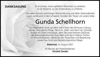 Traueranzeige von Gunda Schellhorn von Neue Presse Coburg
