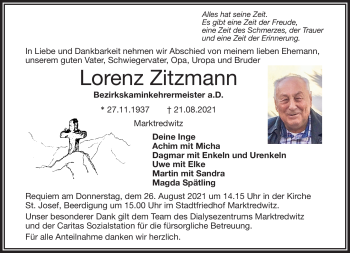 Traueranzeige von Lorenz Zitzmann von Frankenpost