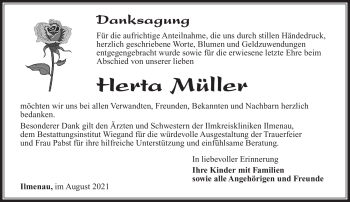 Traueranzeige von Herta Müller von Südthüringer Presse