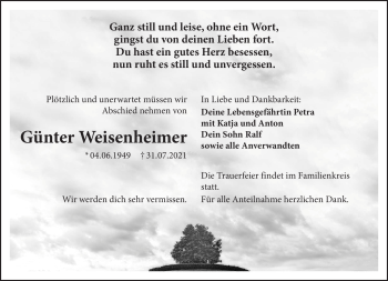 Traueranzeige von Günter Weisenheimer von Frankenpost