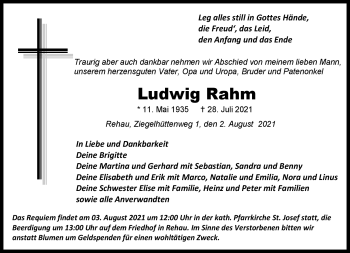 Traueranzeige von Ludwig Rahm von Frankenpost