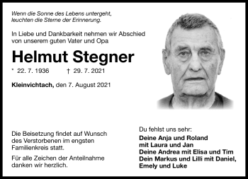 Traueranzeige von Helmut Stegner von Neue Presse Coburg
