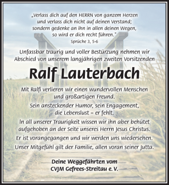 Traueranzeige von Ralf Lauterbach von Frankenpost