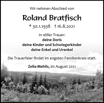 Traueranzeige von Roland Bratfisch von Südthüringer Presse