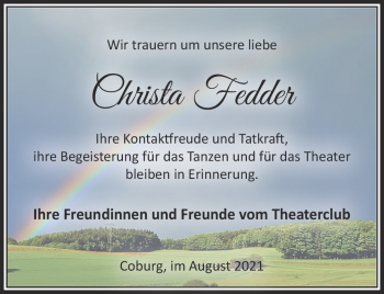 Traueranzeige von Christa Fedder von Neue Presse Coburg
