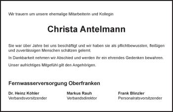 Traueranzeige von Christa Antelmann von Neue Presse Coburg