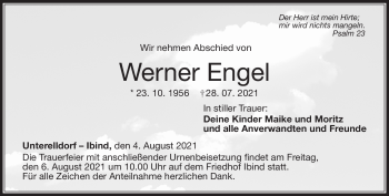 Traueranzeige von Werner Engel von Neue Presse Coburg