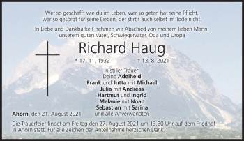 Traueranzeige von Richard Haug von Neue Presse Coburg