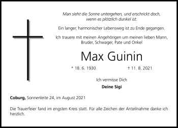 Traueranzeige von Max Guinin von Neue Presse Coburg