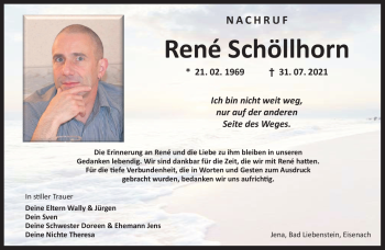 Traueranzeige von René Schöllhorn von Südthüringer Presse