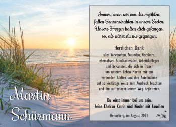 Traueranzeige von Martin Schürmann von Südthüringer Presse